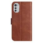 For Motorola Moto E32 Dual-Folded S-shape Leather Phone Case(Coffee) - 3