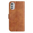 For Motorola Moto E32 Dual-Folded S-shape Leather Phone Case(Brown) - 3