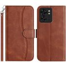 For Motorola Edge 40 Dual-Folded S-shape Leather Phone Case(Coffee) - 1