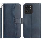 For Motorola Edge 40 Dual-Folded S-shape Leather Phone Case(Navy Blue) - 1