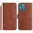 For Motorola Edge 40 Neo Dual-Folded S-shape Leather Phone Case(Coffee) - 1