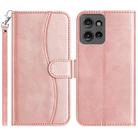 For Motorola Edge 50 Dual-Folded S-shape Leather Phone Case(Rose Gold) - 1