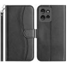 For Motorola Edge 50 Dual-Folded S-shape Leather Phone Case(Black) - 1