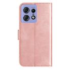For Motorola Edge 50 Pro Dual-Folded S-shape Leather Phone Case(Rose Gold) - 3