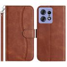For Motorola Edge 50 Pro Dual-Folded S-shape Leather Phone Case(Coffee) - 1
