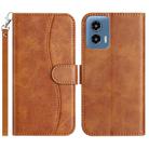 For Motorola Moto G Power 5G 2024 Dual-Folded S-shape Leather Phone Case(Brown) - 1