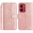 For Motorola Moto G05 Dual-Folded S-shape Leather Phone Case(Rose Gold) - 1