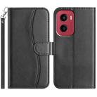 For Motorola Moto G05 Dual-Folded S-shape Leather Phone Case(Black) - 1