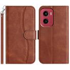 For Motorola Moto G05 Dual-Folded S-shape Leather Phone Case(Coffee) - 1