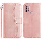 For Motorola Moto G10 / G20 / G30 Dual-Folded S-shape Leather Phone Case(Rose Gold) - 1