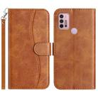 For Motorola Moto G10 / G20 / G30 Dual-Folded S-shape Leather Phone Case(Brown) - 1
