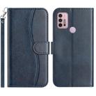 For Motorola Moto G10 / G20 / G30 Dual-Folded S-shape Leather Phone Case(Navy Blue) - 1