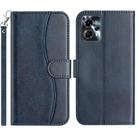 For Motorola Moto G13 Dual-Folded S-shape Leather Phone Case(Navy Blue) - 1
