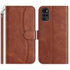 For Motorola Moto G22 Dual-Folded S-shape Leather Phone Case(Coffee) - 1