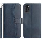 For Motorola Moto G22 Dual-Folded S-shape Leather Phone Case(Navy Blue) - 1