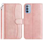 For Motorola Moto G31 / G41 Dual-Folded S-shape Leather Phone Case(Rose Gold) - 1