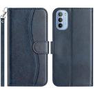 For Motorola Moto G31 / G41 Dual-Folded S-shape Leather Phone Case(Navy Blue) - 1