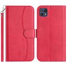For Motorola Moto G50 5G Dual-Folded S-shape Leather Phone Case(Rose Red) - 1