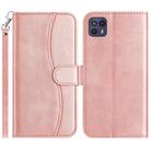 For Motorola Moto G50 5G Dual-Folded S-shape Leather Phone Case(Rose Gold) - 1
