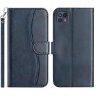 For Motorola Moto G50 5G Dual-Folded S-shape Leather Phone Case(Navy Blue) - 1