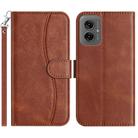 For Motorola Moto G55 Dual-Folded S-shape Leather Phone Case(Coffee) - 1