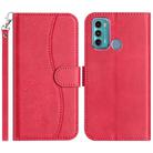 For Motorola Moto G60 Dual-Folded S-shape Leather Phone Case(Rose Red) - 1