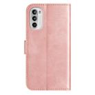 For Motorola Moto G62 5G Dual-Folded S-shape Leather Phone Case(Rose Gold) - 3