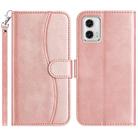 For Motorola Moto G73 Dual-Folded S-shape Leather Phone Case(Rose Gold) - 1