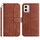 For Motorola Moto G73 Dual-Folded S-shape Leather Phone Case(Coffee) - 1