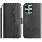 For Motorola Moto G75 5G Dual-Folded S-shape Leather Phone Case(Black) - 1