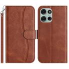 For Motorola Moto G75 5G Dual-Folded S-shape Leather Phone Case(Coffee) - 1