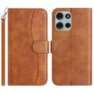 For Motorola Moto G75 5G Dual-Folded S-shape Leather Phone Case(Brown) - 1