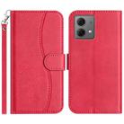 For Motorola Moto G84 5G Dual-Folded S-shape Leather Phone Case(Rose Red) - 1