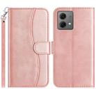 For Motorola Moto G84 5G Dual-Folded S-shape Leather Phone Case(Rose Gold) - 1