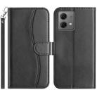 For Motorola Moto G84 5G Dual-Folded S-shape Leather Phone Case(Black) - 1