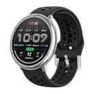 For Amazfit Active 2 Silver Buckle Silicone Sport Watch Band(Black) - 1
