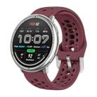 For Amazfit Active 2 Silver Buckle Silicone Sport Watch Band(Wine Red) - 1