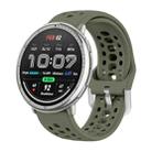 For Amazfit Active 2 Silver Buckle Silicone Sport Watch Band(Army Green) - 1