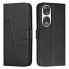 For Honor 90 Stitching Calf Texture Buckle Leather Phone Case(Black) - 1
