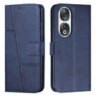 For Honor 90 Stitching Calf Texture Buckle Leather Phone Case(Blue) - 1