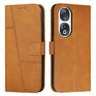 For Honor 90 Stitching Calf Texture Buckle Leather Phone Case(Yellow) - 1