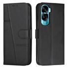 For Honor 90 Lite / X50i 5G Stitching Calf Texture Buckle Leather Phone Case(Black) - 1