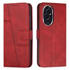 For Honor 200 Stitching Calf Texture Buckle Leather Phone Case(Red) - 1