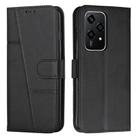 For Honor 200 Lite Global Stitching Calf Texture Buckle Leather Phone Case(Black) - 1