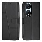 For Honor X7b 4G / 5G / 90 Smart Stitching Calf Texture Buckle Leather Phone Case(Black) - 1