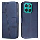 For Honor X8c 4G Stitching Calf Texture Buckle Leather Phone Case(Blue) - 1