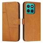 For Honor X8c 4G Stitching Calf Texture Buckle Leather Phone Case(Yellow) - 1
