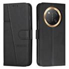 For Honor X9c 5G Stitching Calf Texture Buckle Leather Phone Case(Black) - 1