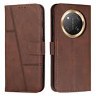 For Honor X9c 5G Stitching Calf Texture Buckle Leather Phone Case(Brown) - 1