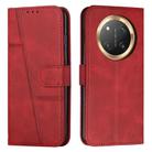 For Honor X9c 5G Stitching Calf Texture Buckle Leather Phone Case(Red) - 1